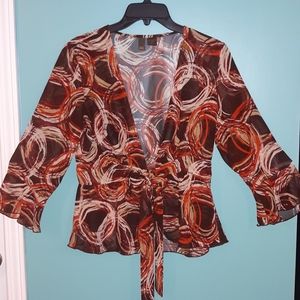 Sheer Tie Up Blouse